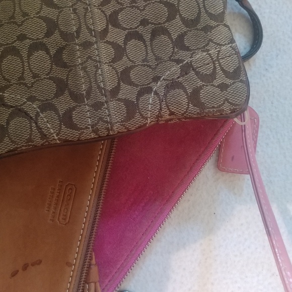 3 piece set lot Coach Pouchette pouch mono pink - Picture 7 of 8